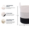 Picture of OrganiHaus Black & White Blanket Storage Basket for Living Room 15x18, Woven Nursery Hamper Basket, Large Toy Basket Storage for Kids, Laundry Hamper, Baby Laundry Basket, Cute Cotton Rope Basket