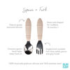 Picture of Bumkins Toddler Utensils, Kids Size Fork and Spoon Set, Silicone and Stainless-Steel Training Silverware, Angled Forks/Sporks for Self-Feeding, Children Hold Learning to Eat, 18 Mos Up, Sand Beige
