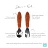 Picture of Bumkins Toddler Utensils, Kids Size Fork and Spoon Set, Silicone and Stainless-Steel Training Silverware, Angled Forks/Sporks for Self-Feeding, Children Hold Learning to Eat, 18 Months Up, Clay