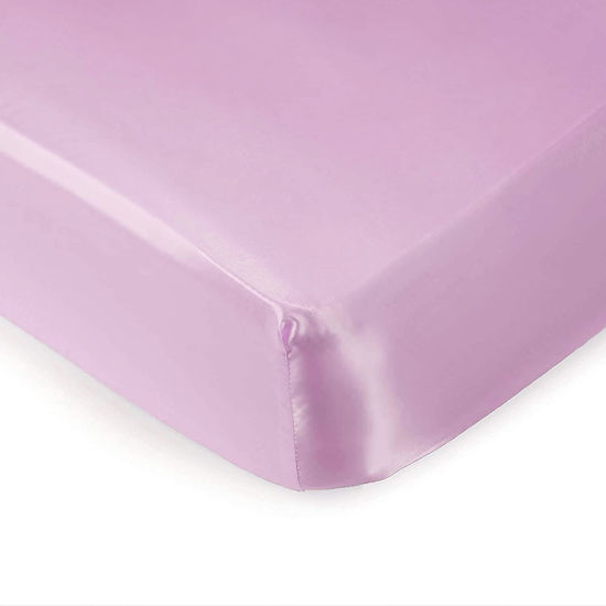 Picture of Pro Goleem Satin Soft Crib Sheet Great for Baby with Sensitive Hair Silky Baby Mattress Sheet Pink 52’’x28’’x8’’ Fitted Sheet for Girls