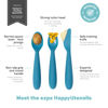 Picture of ezpz Happy Utensils - 24 Months+ (Blue) - BPA Free Toddler Utensils - Fork, Spoon and Knife for Toddlers and Preschoolers - Kids Utensils for Self-Feeding Development