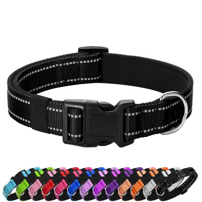 Picture of PenSeepet Reflective Dog Collar Padded with Soft Neoprene Breathable Quick Release Basic Dog Collars for Large Dogs Black Boy Girl