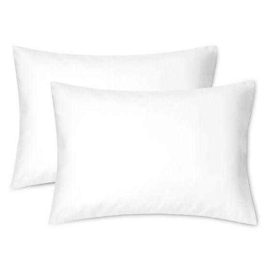 Picture of EXQ Home Toddler Pillowcases Zippered 13x18 Travel Pillow Case Set of 2, Small Pillow Case Fits Baby Pillow Sized 12x16, 13x18, Kids Pillowcases 2 Pack Machine Washable (White)