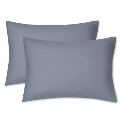 Picture of EXQ Home Toddler Pillowcases Zippered 14x20 Travel Pillow Case Set of 2, Small Pillow Case Fits Baby Pillow Sized 12x16, 13x18, Kids Pillowcases 2 Pack Machine Washable (Blue Grey)