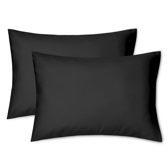 Picture of EXQ Home Toddler Pillowcases Zippered 13x18 Travel Pillow Case Set of 2, Small Pillow Case for Baby Pillow Sized 12x16, 13x18, Kids Pillowcases 2 Pack Machine Washable (Black)