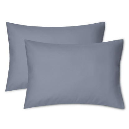 Picture of EXQ Home Toddler Pillowcases 14x20 Travel Pillow Case Set of 2, Small Pillow Case Fits Baby Pillow Sized 12x16, 13x18, Kids Pillowcases 2 Pack Machine Washable with Envelope Closure (Blue Grey)