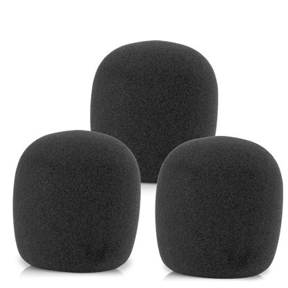 Picture of LEFXMOPHY SM58 Windscreen, Mic Foam Replacement for Shure SM58 SM48 Vocal Microphone Pop Filter, Black Noise-cancellation Windsock Cover 3-pack