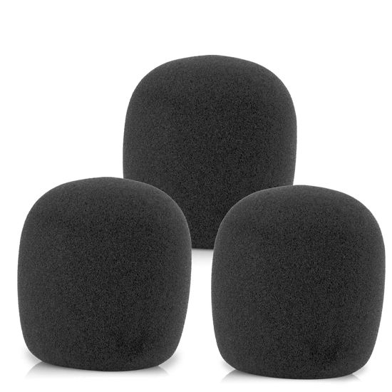 Picture of LEFXMOPHY SM58 Windscreen, Mic Foam Replacement for Shure SM58 SM48 Vocal Microphone Pop Filter, Black Noise-cancellation Windsock Cover 3-pack
