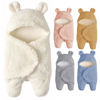 Picture of Nunibum Baby Swaddle Blanket Boys Girls Cute Bear Plush Essential Receiving Blanket Ultra-Soft Newborn Registry Sleeping Wraps for Infant 0-6 Months - White