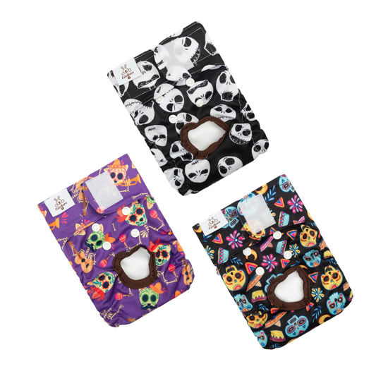 Picture of CuteBone Reusable Halloween Dog Diapers Female 3 Pack Washable Puppy Pants for Doggie Heat Period D41XS