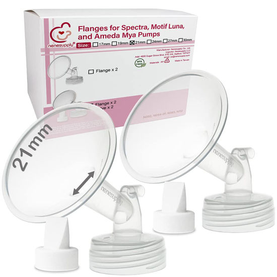 Picture of Nenesupply 21mm Flange and Duckbil Valves Compatible with Spectra S1 Spectra S2 Breastpump Replacement to Spectra Pump Parts and Spectra Flange Replace Spectra Duckbill Valves and Spectra 21mm