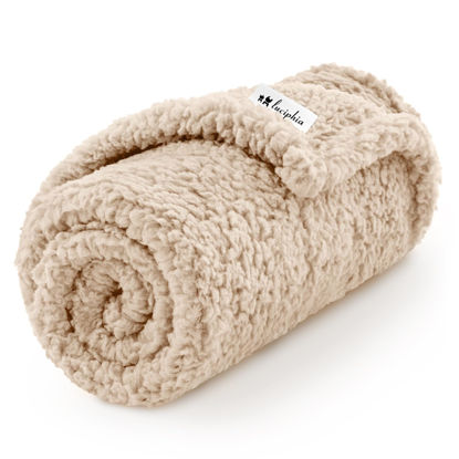 Picture of Luciphia Premium Fleece Dog Puppy Blanket Soft Pet Sherpa Calming Cat Blanket Throw for Small Medium Dog Cat(Beige,30x20 inches)