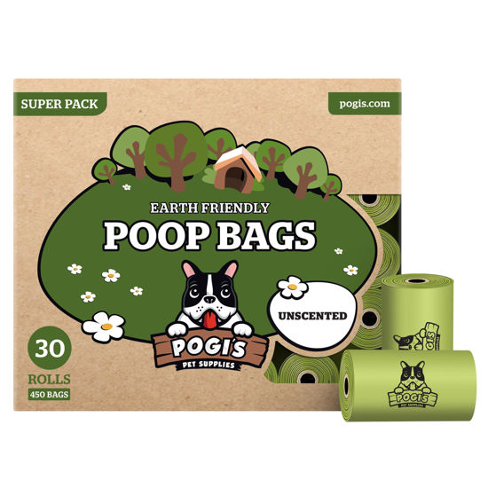 Picture of Pogi’s Dog Poop Bags - 30 Unscented Rolls (450 Doggie Poop Bags) - Leak-Proof Dog Waste Bags - Ultra Thick, Extra Large Poop Bags for Dogs