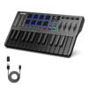 Picture of Donner USB-C MIDI Keyboard Controller, 25 Key Portable Mini MIDI Keyboard with 8 Drum Pads, OLED Display, 16 Smart Scales, Arpeggio, Replay, 4 DAW Software and 40 Teaching Courses, DMK 25 Pro Black