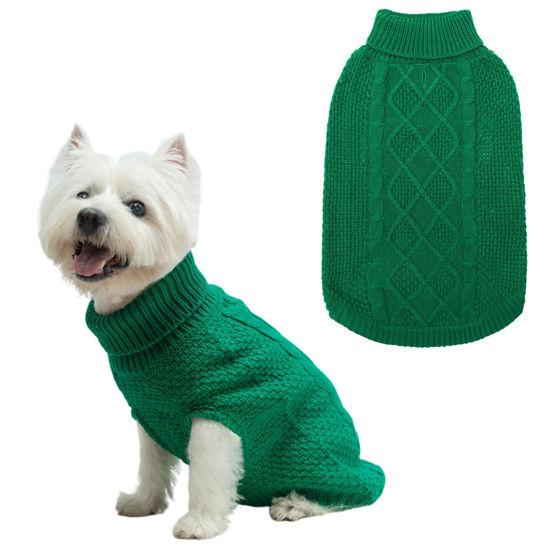 Picture of Mihachi Turtleneck Dog Sweater - Winter Coat Apparel Classic Cable Knit Clothes with Leash Hole for Cold Weather, Ideal Gift for Pet in New Year