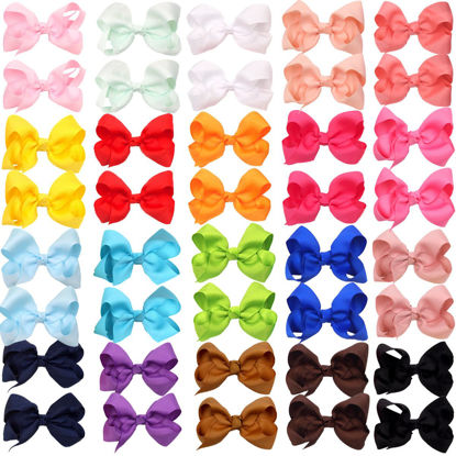 Picture of JOYOYO 40PCS 3Inch Hair Bows for Girls Grosgrain Ribbon Bow Toddler Hair Accessories with Alligator Clips in 20 Color Pairs for Baby Girls Kids Toddlers Teens