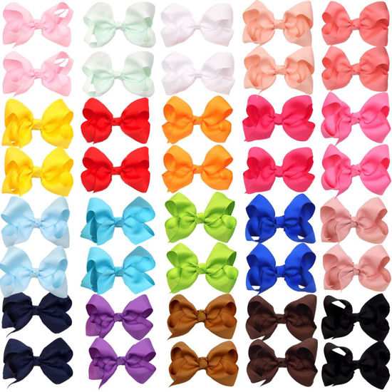 Picture of JOYOYO 40PCS 3Inch Hair Bows for Girls Grosgrain Ribbon Bow Toddler Hair Accessories with Alligator Clips in 20 Color Pairs for Baby Girls Kids Toddlers Teens