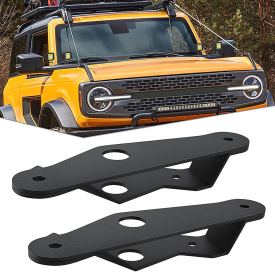 Picture of Nilight 2PCS Lower Windshield Hinge Mounting Brackets Dual A-Pillar Brackets for Offroad LED Fog Light Pods for 2021 2022 2023 2024 Ford Bronco