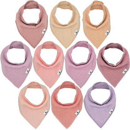 Picture of DiaperSquad's 10-Pack Baby Bibs for Drooling and Teething, Bibs for Boys, Baby Girl - Solid Cotton Baby Drool Bibs (Girly Solids - 100% Muslin)