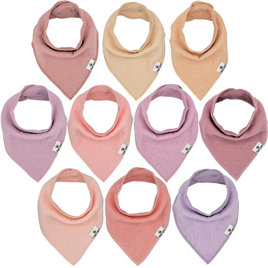 Picture of DiaperSquad's 10-Pack Baby Bibs for Drooling and Teething, Bibs for Boys, Baby Girl - Solid Cotton Baby Drool Bibs (Girly Solids - 100% Muslin)