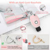 Picture of PIFOOG for Mercedes Key Fob Cover 3 Button Pink TPU Bling Car Key Chain Accessories Keys Case Shell Protector for Mercerdes Benz AMG GLC GLA CLA GLS GLE GLK CLS C 300 G E S ML Class Women Girly