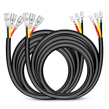 Picture of Nilight 2PCS 16AWG 10Feet Wiring Harness Extension for 6Modes Amber White Light Bar Strobe Play and Plug 3-Wires, 2 Years Warranty,Black