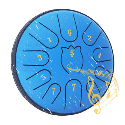 Picture of Rain Drum for Outside Garden,Steel Tongue Drum 6 Inche 11 Note Steel Drums Rain Chime,Raindrop Drum,with Soft Bag,Music Book,2 Mallets(Sky Blue)