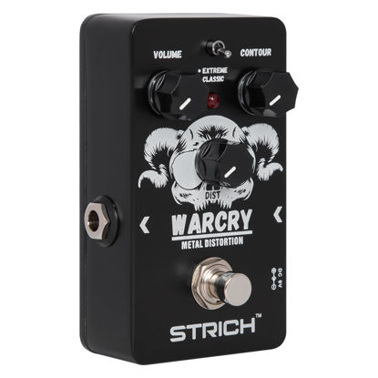 Picture of STRICH Metal Distortion Guitar Pedal, WARCRY Distortion 2 Modes Fat, Boost, Normal Classic Crunch 80s Metal/Nu Metal, True Bypass for Electric Guitar, Black and White