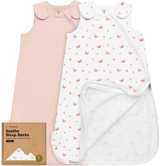 Picture of 2-Pack Organic Sleep Sacks, 100% Cotton -Baby Sleeping Sack, Wearable Blanket Baby, Sleep Sack for Babies, Toddler Swaddle Sack,Newborn Baby Sleeping Bag,Sleepsack for Infant Girl,Boy (Butterflies, S)