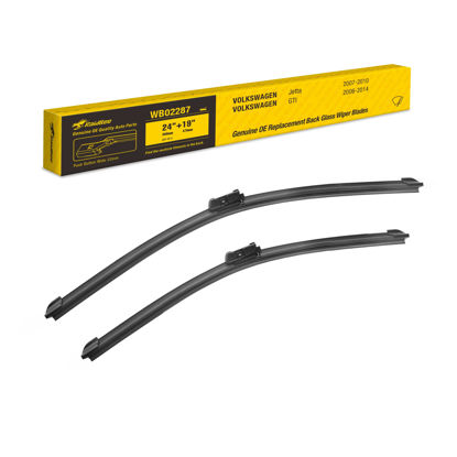Picture of Wiper Blade 24"/19" Replacement for Volkswagen Jetta 2007-2010,CC 2009-2012,GTI 2006-2012,Eos 2006-2016 Windshield Wiper Blade,24+19Inch Windshield Wiper Blades