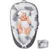 Picture of BUTOA Baby Lounger - Baby Lounger for Newborn 0-24 Months, Co Sleeping Breathable & Soft Baby Nest, Portable and Lightweight Infant Lounger Newborn Babies Essentials Gifts, Grey Leaves