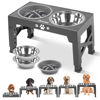 Picture of Jovrun Elevated Dog Bowls, Dog Feeder with 2 Stainless Steel Bowls &1 Slow Feeder Dog Bowls, 5 Heights Adjustable Raised Dog Bowls Stand for Medium Large Dogs, Dog Food Bowls with Non-Slip Feet
