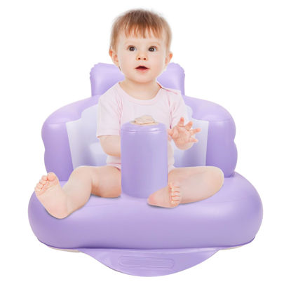 Picture of Inflatable Baby Chair, AirSwim Baby Inflatable Seat for Babies 3 Months and Up Summer Inflatable Baby Seat for Sitting Up, Blow Up Baby Floor Seat with Built in Air Pump, Purple