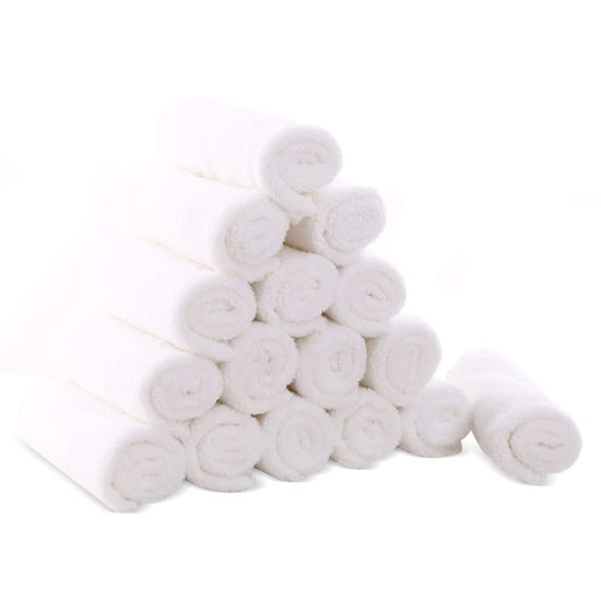 Picture of Cute Castle Ultra-Soft Baby Washcloths, 16 Pack - 9" by 9", Gentle on Sensitive Skin for Face and Body, Plush, Super Absorbent Wash Clothes for Girls and Boys, White