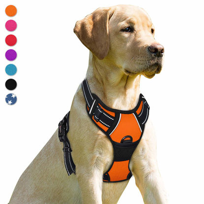 Picture of BARKBAY No Pull Dog Harness Front Clip Heavy Duty Reflective Easy Control Handle for Large Dog Walking(Orange,M)