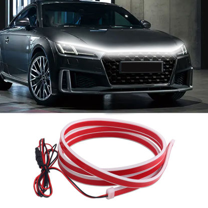 Picture of Car Hood Light Strip, 71 Inches Flexible Exterior Car LED Strip Lights Waterproof Car Hood Light Daytime Running Light Strip for Cars, Trucks (White)