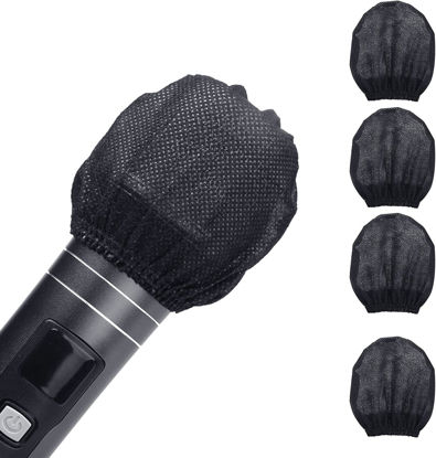 Picture of 300pcs (150 pairs) Mic Covers Disposable Non-Woven, Individually Wrapped Mic Cover For Sanitary Mic Covers Disposable For Mic Microphone Windscreen & Pop Filters Black