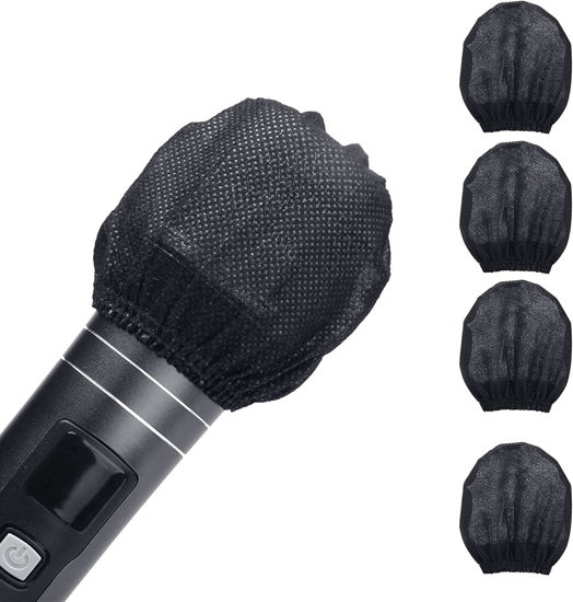 Picture of 300pcs (150 pairs) Mic Covers Disposable Non-Woven, Individually Wrapped Mic Cover For Sanitary Mic Covers Disposable For Mic Microphone Windscreen & Pop Filters Black