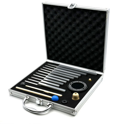 Picture of Solfeggio Tuning Forks Set, 10 pcs Unweighted Silver Solfeggio Tuning Forks, Aluminum Alloy with Tuning Fork Activator,2 Rubber Mallet, Cleaning Cloth and Exquisite Aluminum Box