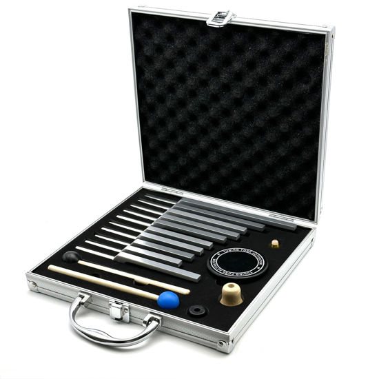 Picture of Solfeggio Tuning Forks Set, 10 pcs Unweighted Silver Solfeggio Tuning Forks, Aluminum Alloy with Tuning Fork Activator,2 Rubber Mallet, Cleaning Cloth and Exquisite Aluminum Box