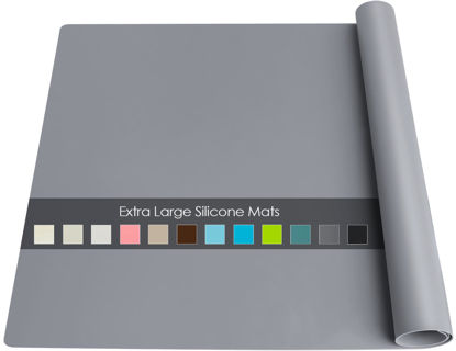 Picture of Extra Large Silicone Table Mat, Genuine Food-Grade Silicone Mat for Crafts Kids Dinner Placemat Desk Countertop Waterproof Protector Heat Insulation Kitchen Pastry Rolling Dough Pad (Dark Gray)
