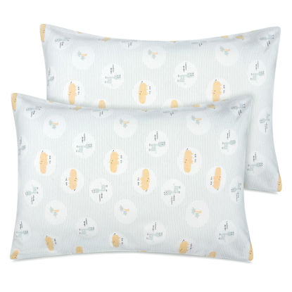 Picture of Zenssia Organic Cotton Toddler Pillowcase/Travel Pillowcase Pack of 2 Set 13x18 Inches with Envelope Closure - Soft & Breathable Baby Pillow Case Cover with Cute Animal Printing, Blue