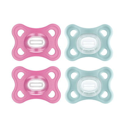 Picture of MAM Comfort Pacifiers, Newborn Pacifiers, 4 Count, MAM Pacifiers 3-12 Months, Best Pacifier for Breastfed Babies, Girl Silicone Pacifier