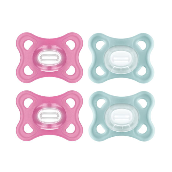 Picture of MAM Comfort Pacifiers, Newborn Pacifiers, 4 Count, MAM Pacifiers 3-12 Months, Best Pacifier for Breastfed Babies, Girl Silicone Pacifier