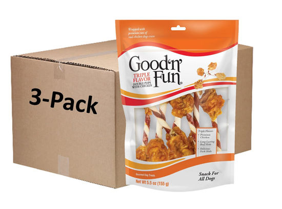 Picture of Good ’n’ Fun Triple Flavor Double Pops with Chicken 5.5 Ounces, Gourmet Dog Snacks (3 Pack)