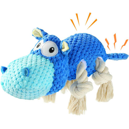 Picture of TOOPTATE Squeaky Dog Toys - Plush Stuffed Animal Dog Toys for Large, Medium, Small Dogs to Keep Them Busy (Blue, Large)