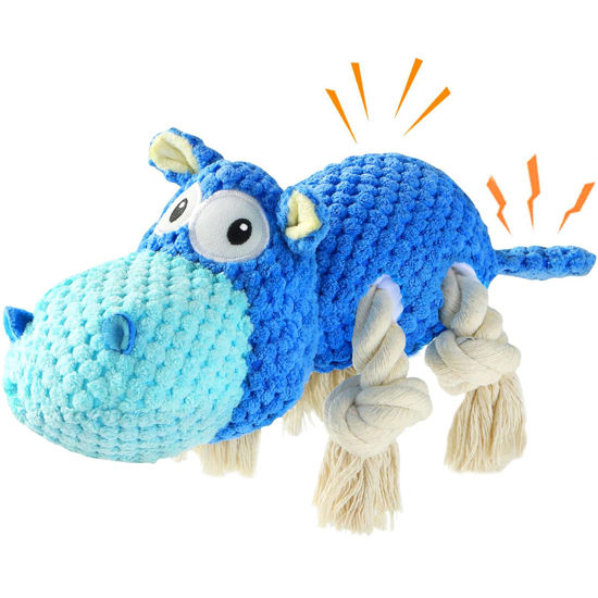 Picture of TOOPTATE Squeaky Dog Toys - Plush Stuffed Animal Dog Toys for Large, Medium, Small Dogs to Keep Them Busy (Blue, Large)