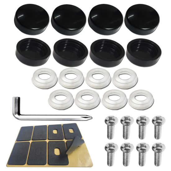 Picture of Black License Plate Screw Caps - High Gloss Finish Screw Covers and 8 PCS M6X20mm Stainless Steel License Plate Screws,Rust Resistant License Plate Frames Screw, Machine Plate Bolt Fastener Kits