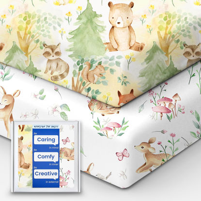 Picture of TotBasic Crib Sheets Netural for Girls Boys, Premium Soft Crib Mattress Fitted Sheet, Ultra Breathable Baby Sheets, Super Stretchy Baby Bed Sheets 28x52x9 Extra Deep Pocket