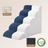 Picture of EHEYCIGA Curved Dog Stairs for High Beds 22.6" H, 5-Step Dog Steps for Small Dogs and Cats, Pet Stairs for High Bed Climbing, Non-Slip Balanced Pet Step Indoor, Navy